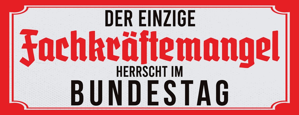 [LA-1810927-H] Holzschild 10x27 cm Der einzige Fachkräftemangel herrscht im Bundestag