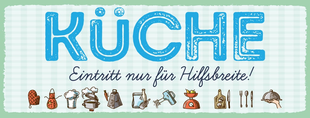 Holzschild 10x27 cm Küche Eintritt nur für Hilfsbereite blaues