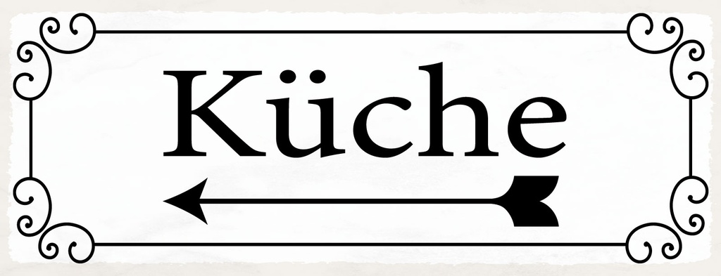 Holzschild 10x27 cm Küche Pfeil links