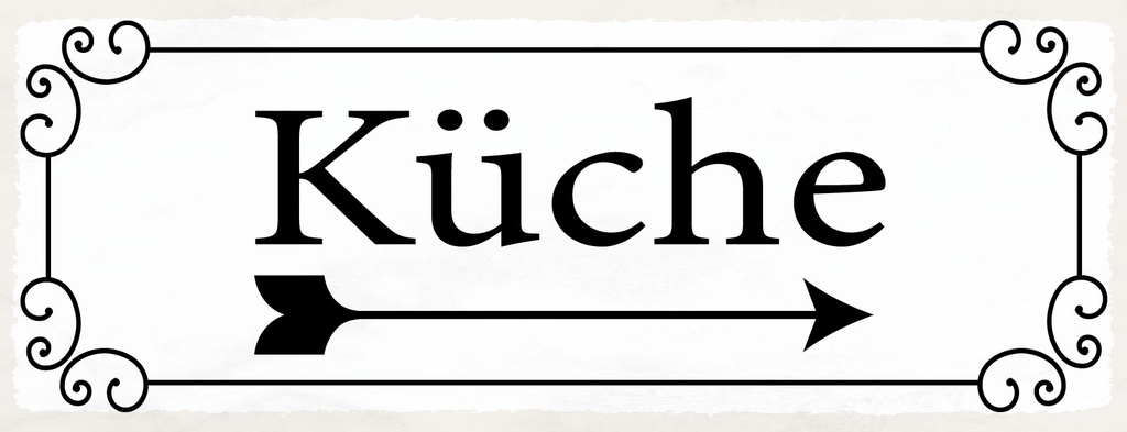 Holzschild 10x27 cm Küche Pfeil rechts