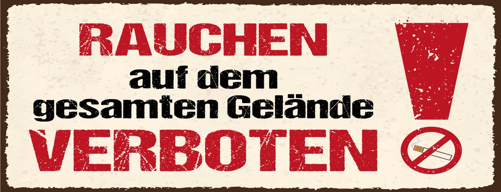 Holzschild 10x27 cm Rauchen auf dem gesamten Gelände verboten