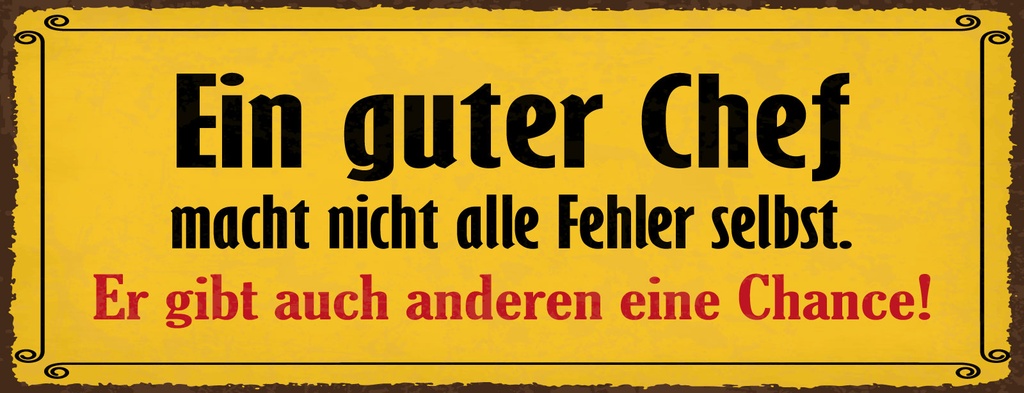 Holzschild 10x27 cm Ein guter Chef macht nicht alle Fehler selbst