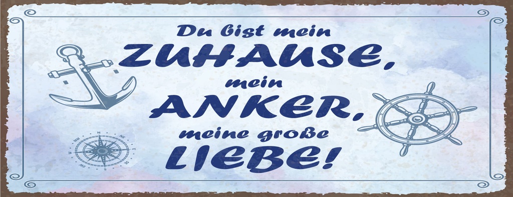 Holzschild 10x27 cm Du bist mein Zuhause, mein Anker