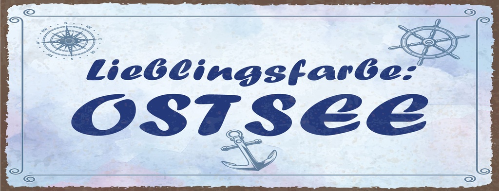 Holzschild 10x27 cm Lieblingsfarbe Ostsee