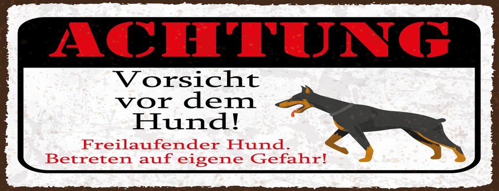 [LA-1811028-H] Holzschild 10x27 cm Achtung Vorsicht vor dem Hund