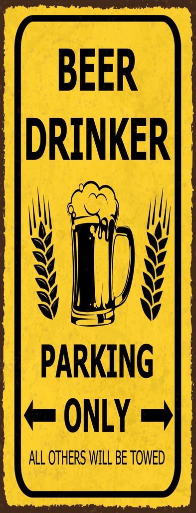 [LA-1811029-H] Holzschild 27x10 cm Beer Drinker parking only