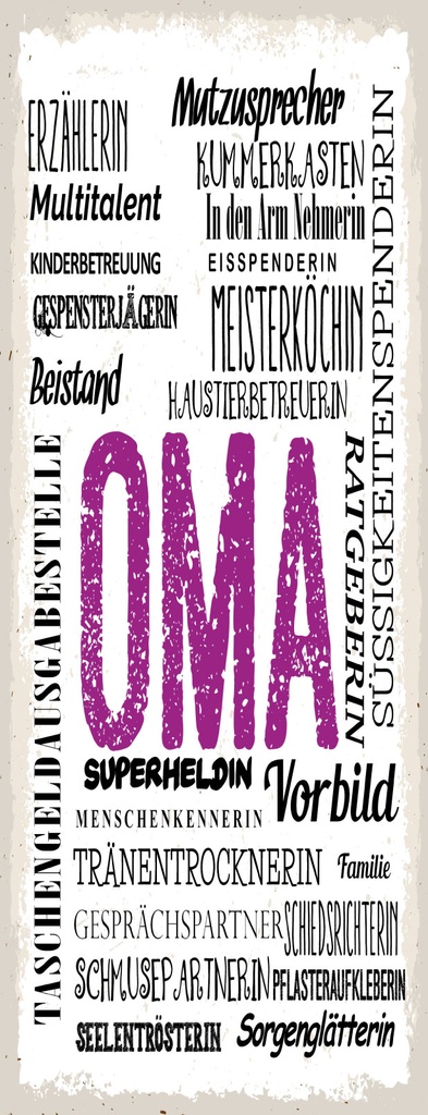 [LA-1811056-H] Holzschild 27x10 cm Oma Multitalent Beistand Ratgeberin