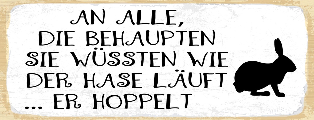 Holzschild 10x27 cm Der Hase Läuft er hoppelt
