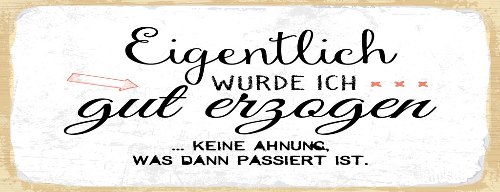Holzschild 10x27 cm Eigentlich wurde ich gut erzogen