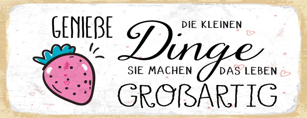 Holzschild 10x27 cm Genieße die kleinen Dinge sie machen
