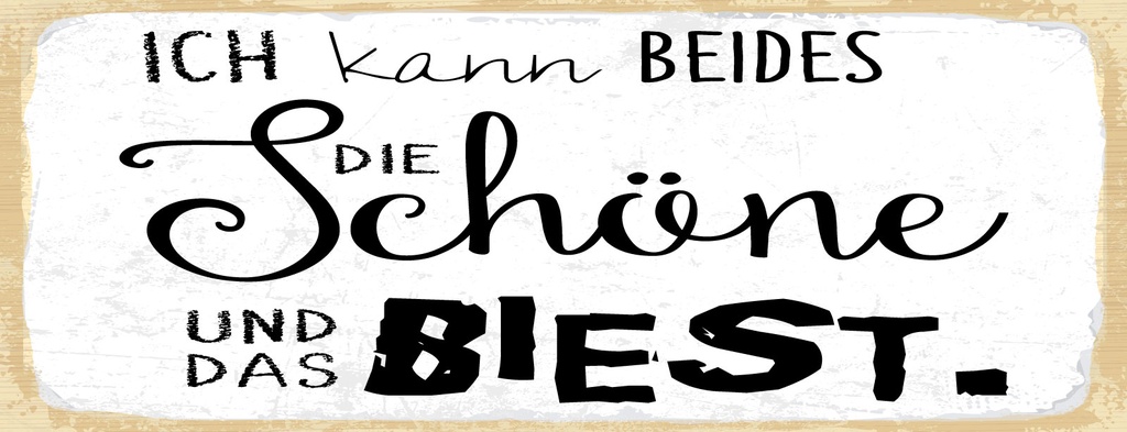 Holzschild 10x27 cm Ich kann beides die Schöne und das Biest