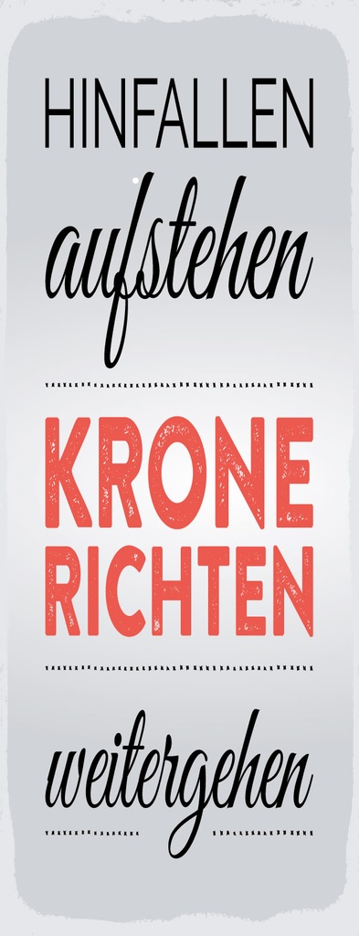 [LA-1811097-H] Holzschild 27x10 cm Hinfallen aufstehen Krone Richten weißes