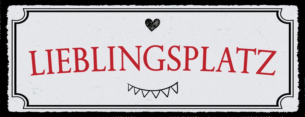 Holzschild 10x27 cm Lieblingsplatz Herz Girlande