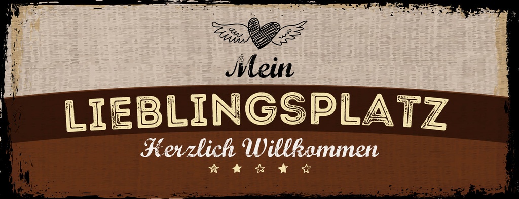 Holzschild 10x27 cm Mein Lieblingsplatz Herzlich Willkommen