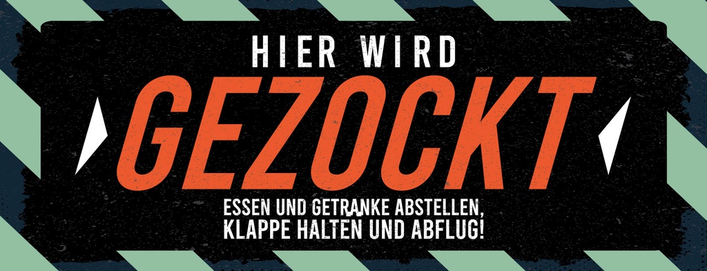 Holzschild 10x27 cm Hier wird gezockt. Essen und Trinken abstellen
