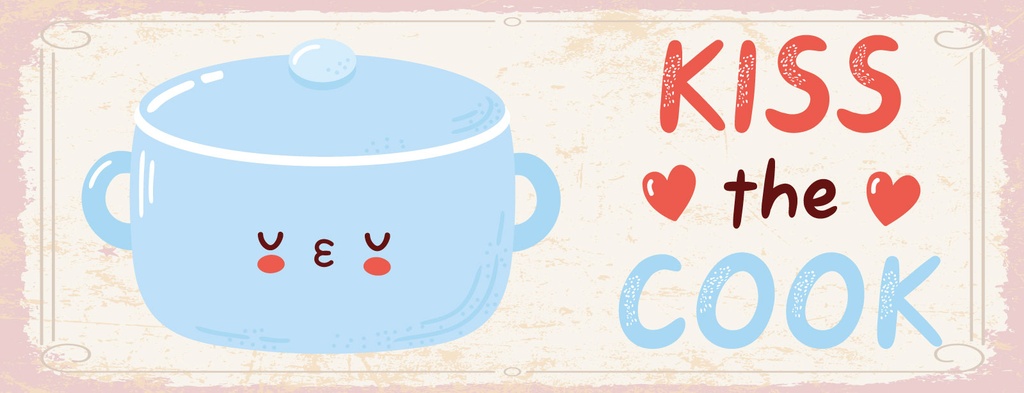 [LA-1811221-H] Holzschild 10x27 cm kiss the cook Kochtopf