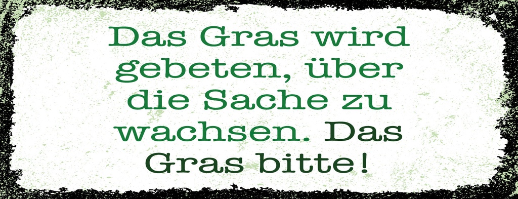 Holzschild 10x27 cm Gras bitte über die Sache zu wachsen