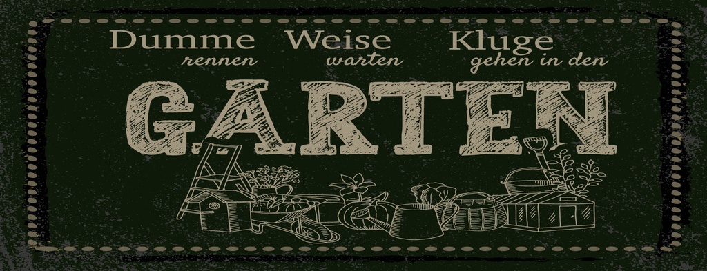 Holzschild 10x27 cm Dumme rennen Kluge gehen in den Garten