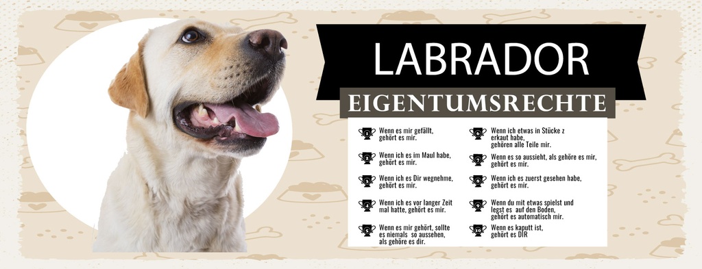 Holzschild 10x27 cm Hund Labrador Eigentumsrechte