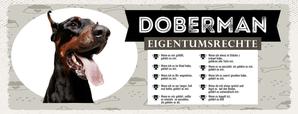 Holzschild 10x27 cm Hund Dobermann Eigentumsrechte