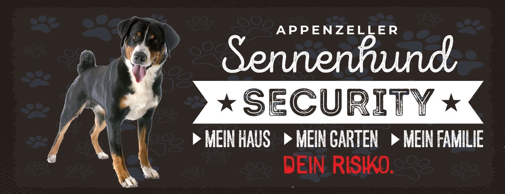 Holzschild 10x27 cm Hund Appenzeller Sennenhund Security