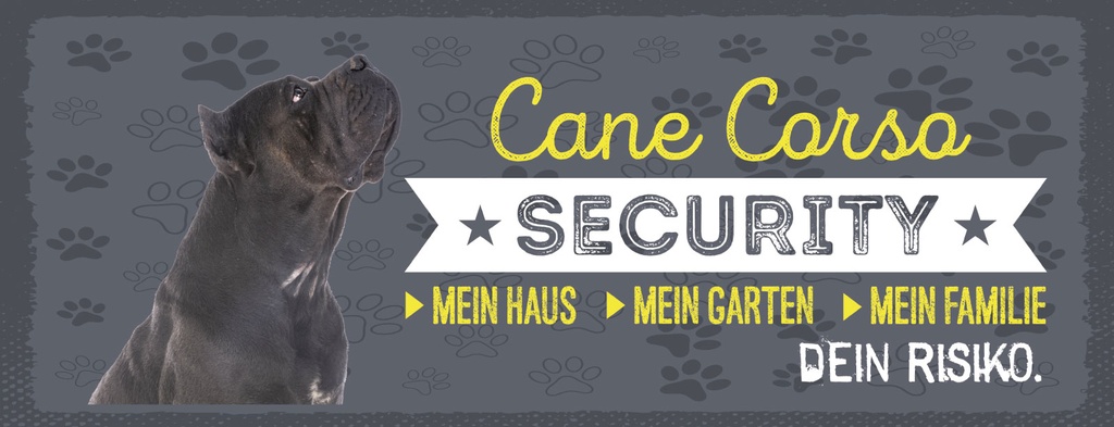 Holzschild 10x27 cm Hund Cane Carso Security