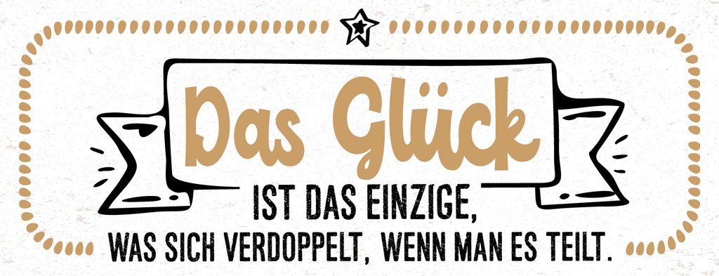 Holzschild 10x27 cm Glück verdoppelt, wenn man es teilt