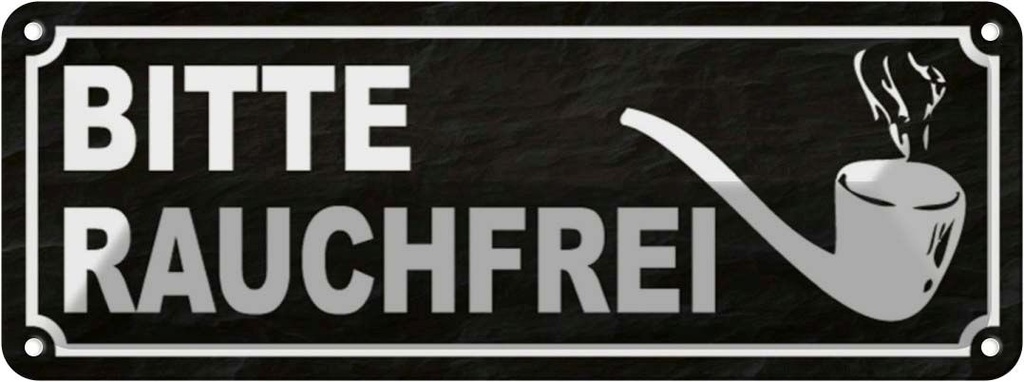 Blechschild 10x27 cm Bitte rauchfrei Warnschild Hinweisschild Sicherheit Vorsicht