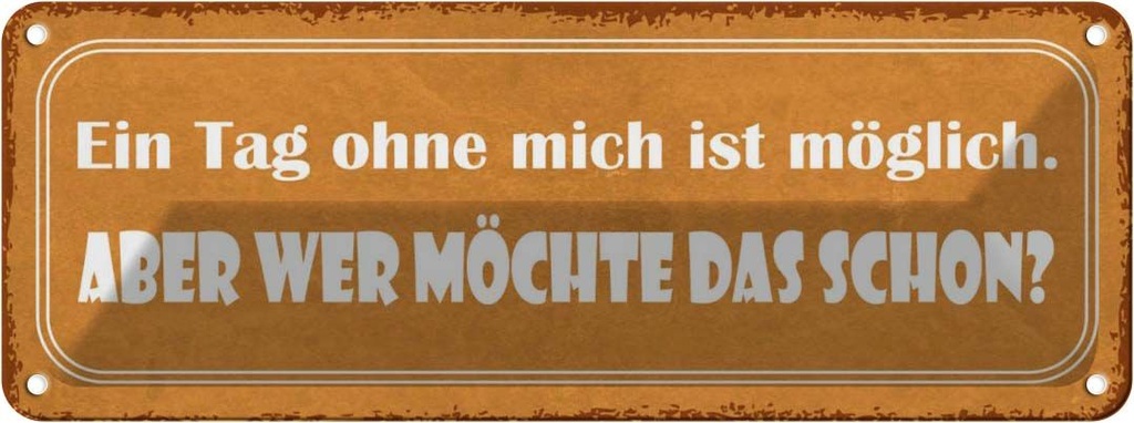 Blechschild 10x27 cm Ein Tag ohne mich ist möglich Dekoration Spruch Zitat