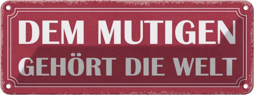 [LA-117272] Blechschild 10x27 cm dem mutigen gehört die Welt Familie Freunde