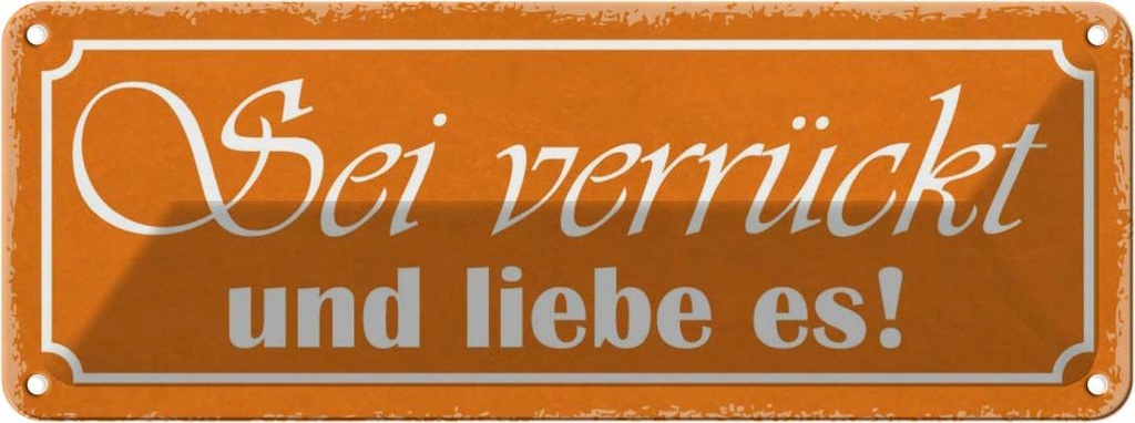 [LA-117282] Blechschild 10x27 cm sei verrückt und liebe es Dekoration