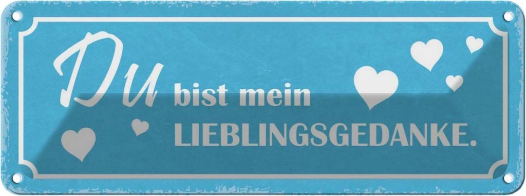 Blechschild 10x27 cm Du bist mein Lieblingsgedanke Dekoration Spruch Zitat