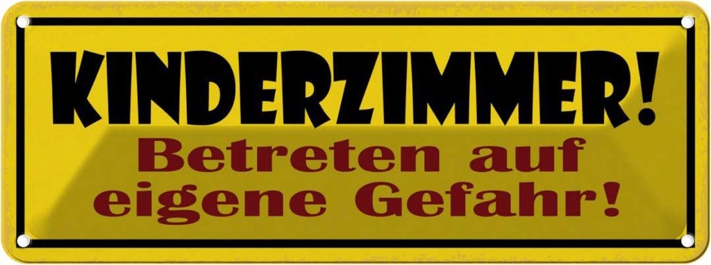 [LA-117350] Blechschild 10x27 cm Kinderzimmer betreten Spruch Zitat Gefahr Witz Humor Lustig Spaß Kids Kinder Teens