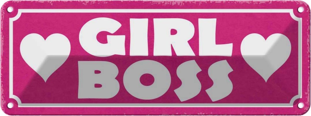 [LA-117393] Blechschild 10x27 cm Girl Boss pink Herz Männer Frauen