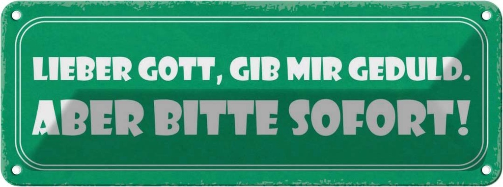 [LA-117449] Blechschild 10x27 cm lieber Gott gib Geduld sofort Dekoration Liebe