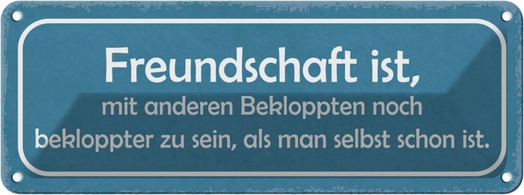 [LA-117519] Blechschild 10x27 cm Freundschaft noch bekloppter Familie Freunde