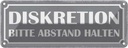 Blechschild 10x27 cm Diskretion bitte Abstand halten Warnschild Hinweisschild Sicherheit Vorsicht