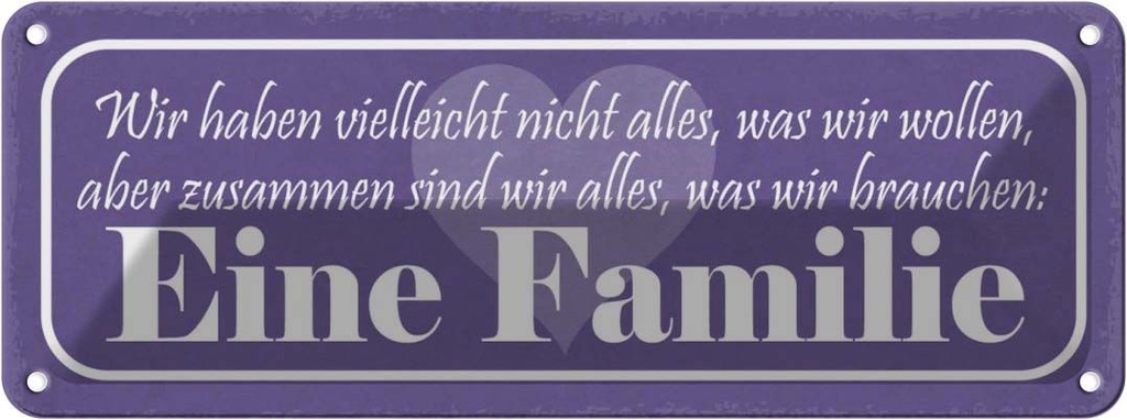 [LA-117689] Blechschild 10x27 cm Familie Zusammen sind wir alles Freunde