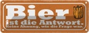 Blechschild 10x27 cm Bier ist die Antwort Frage war Spruch Zitat