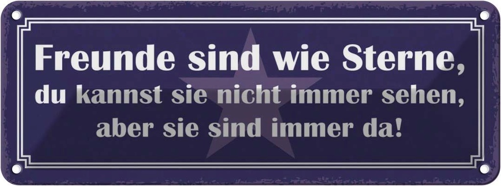 [LA-117781] Blechschild 10x27 cm Freunde wie Sterne nicht sehen Familie