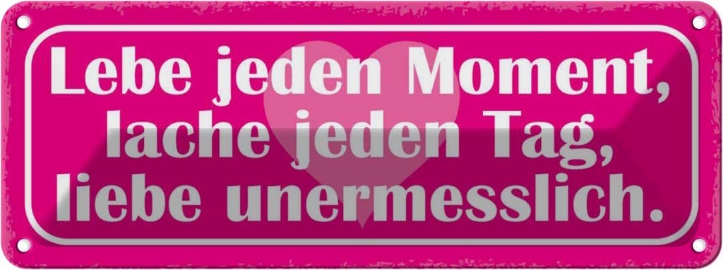 [LA-117840] Blechschild 10x27 cm Lebe jeden Moment Lache Liebe Dekoration