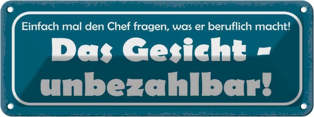 Blechschild 10x27 cm Chef fragen was beruflich macht Spruch Zitat