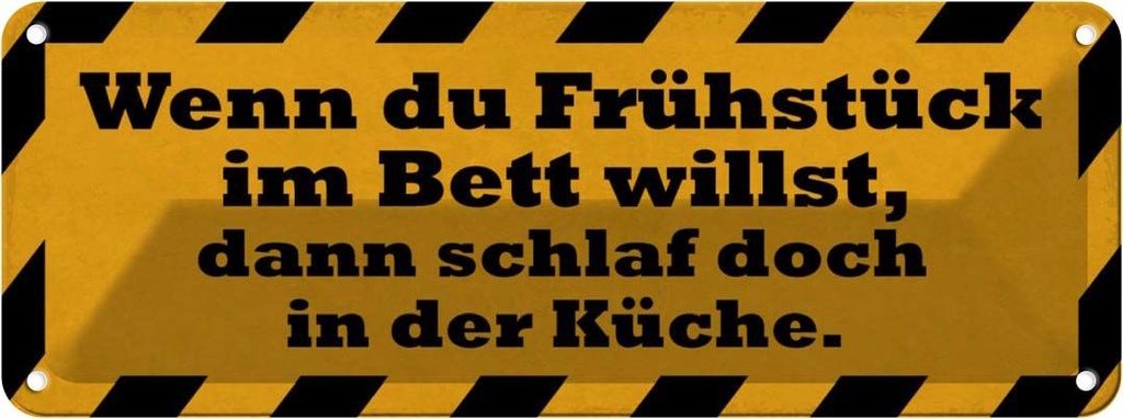 [LA-117888] Blechschild 10x27 cm Frühstück im Bett schlaf Küche Kochen Essen