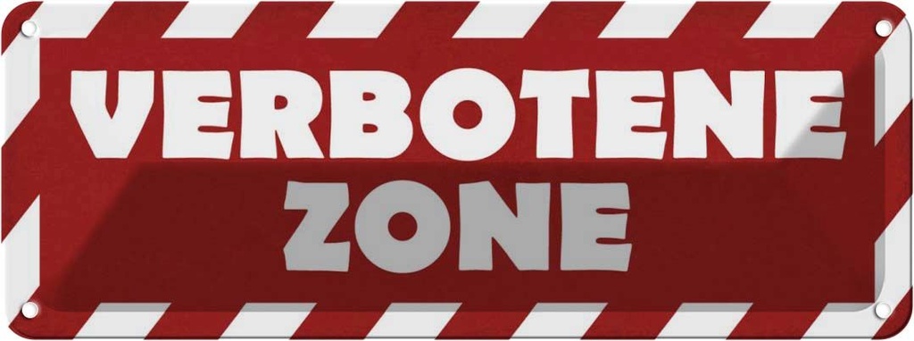 [LA-117893] Blechschild 10x27 cm verbotene Zone Warnschild Hinweisschild Sicherheit Vorsicht