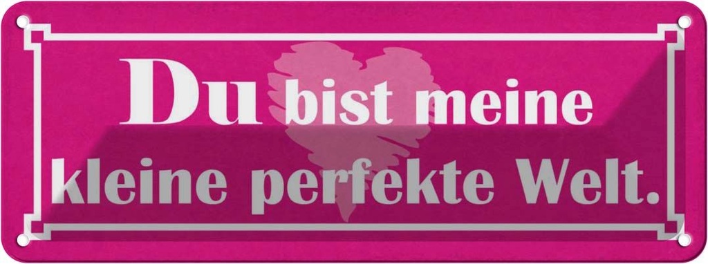 Blechschild 10x27 cm Du bist meine perfekte Welt Dekoration Spruch Zitat