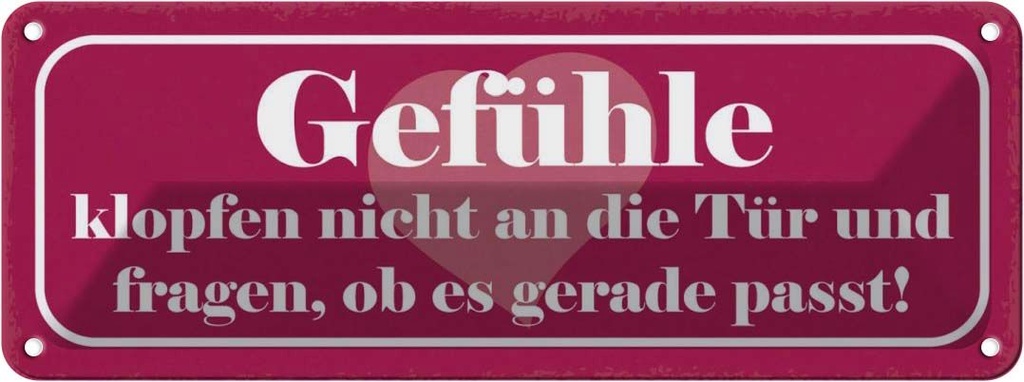 Blechschild 10x27 cm Gefühle klopfen nicht an die Tür Spruch Zitat