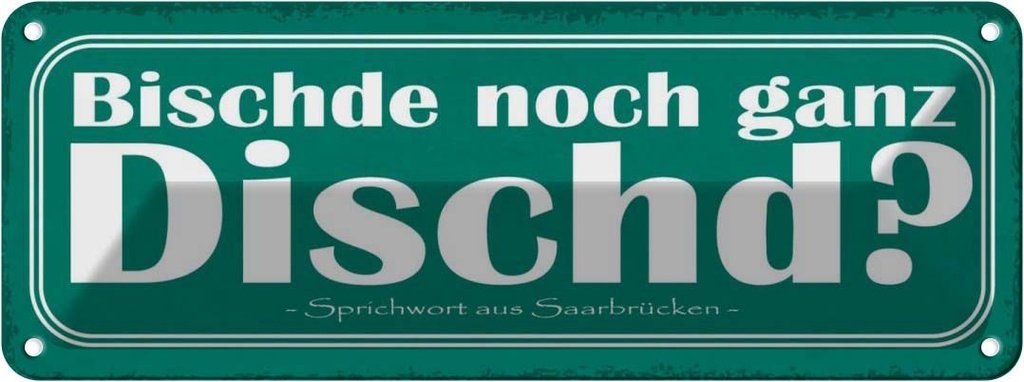 Blechschild 10x27 cm Bischde noch ganz Dischd Dekoration Spruch Zitat
