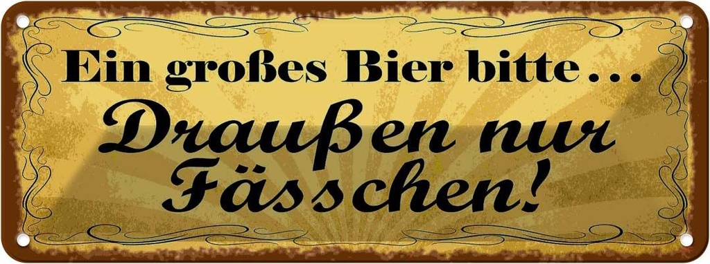 [LA-118060] Blechschild 10x27 cm Ein großes Bier bitte England