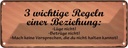 Blechschild 10x27 cm Beziehung lüge betrüge nicht Dekoration Spruch Zitat