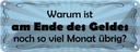 Blechschild 10x27 cm Ende des Geldes ncoh Monat übrig Spruch Zitat